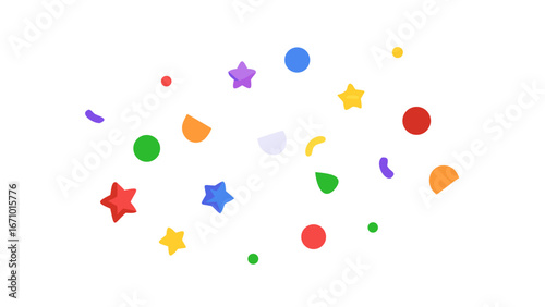 Colorful stars circles and confetti shapes scattered vector
