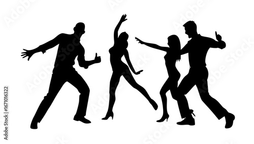 Couple dancing salsa bachata with flowing movement latin dance