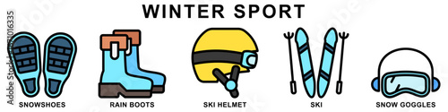 Winter sport lineal icon set. contain snowshoes, rain boots, ski helmet, snow goggles and more. Vector for modern concept digital or print, car service, auto garage UI, UX, web and app development.