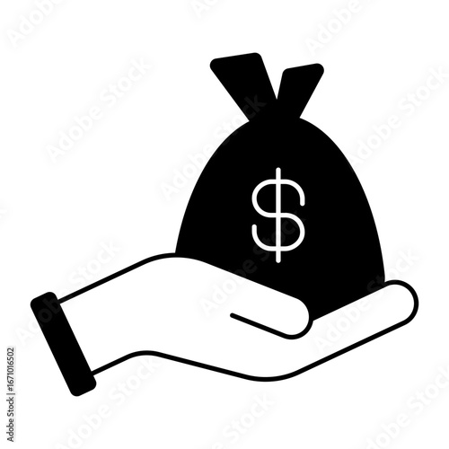 Money bag black icon