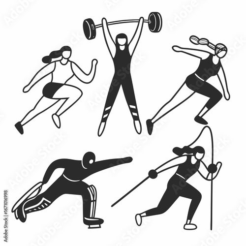 Diverse athletes performing various sports activities athletic activity