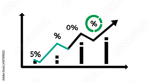 Growing engagement rate graph with percentage indicators chart growth