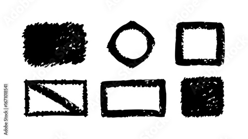 Hand drawn chalk texture abstract shapes vector