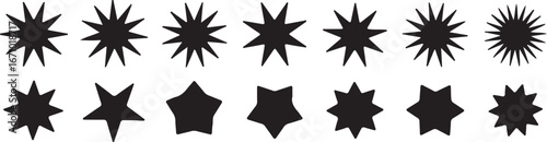 star, star shape, pointed shape, silhouette, graphic element, design, vector, collection, set, icon, shape, abstract, geometric, decorative, ornamental, badge, label, sharp, points, asterisk, asterisk