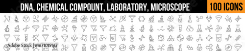 Chemistry and Laboratory Bulb Outline Picture Collection. Editable Stroke. Perfect for Graphics, Designs, Books, Adverts, Apps