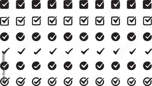 check mark, check, tick, yes, confirm, approval, done, completed, success, agreement, correct, right, valid, verified, symbol, icon, set, collection, graphic, design, illustration, simple, clean, mode