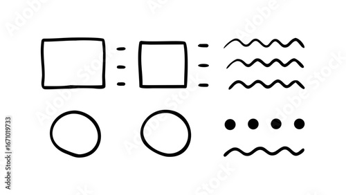 Hand with dashed circles and wavy borders imperfect silhouette