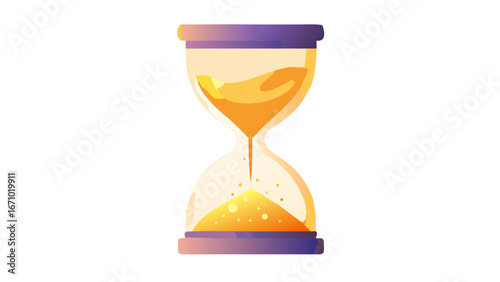 Hourglass with flowing golden sand and purple accents time