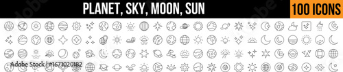 Planet, Sky, The Moon Related Image Collection. Editable Stroke. Perfect for Graphics, Designs, Books, Adverts, Apps