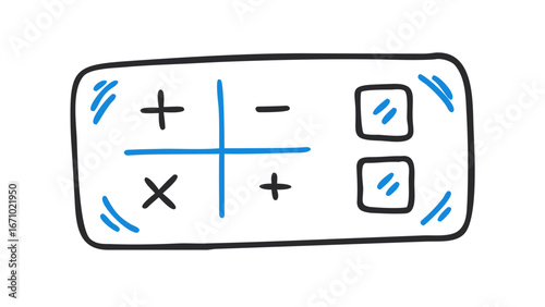 Simple doodle of tic tac toe game with plus and cross marks vector