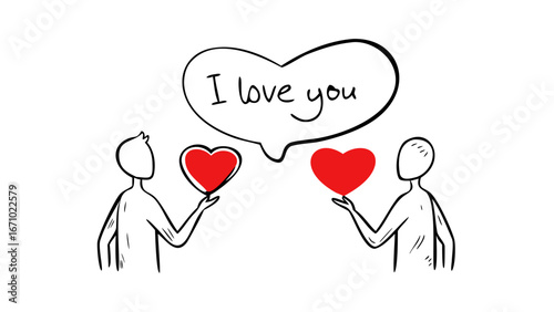 Two red hearts simple illustration love romance