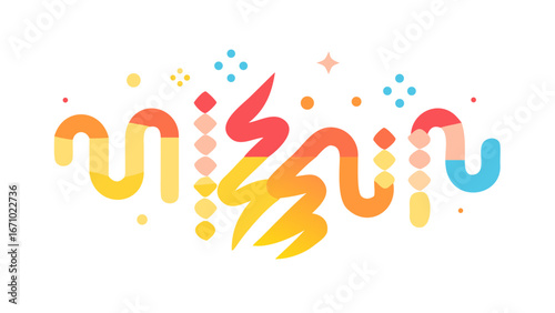Wavy abstract shapes with playful dots and stars colorful