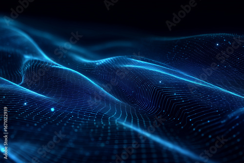 Futuristic digital wave with glowing blue lines