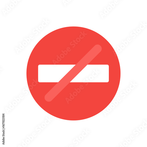 A vibrant red circular icon with a white horizontal bar and a diagonal line, universally symbolizing prohibition, restriction, and a clear 'no entry' directive.