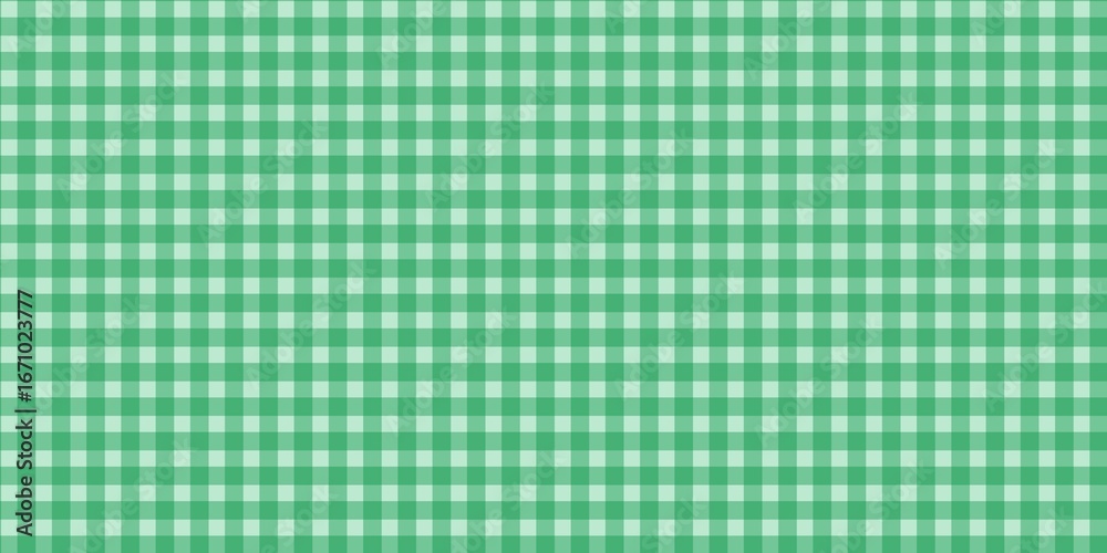Naklejka premium Green gingham checkered pattern background. Seamless green plaid design, perfect for fabric, textile, scrapbooking, and cute digital projects. Soft and sweet vintage aesthetic.