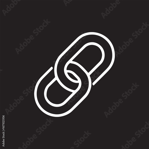 Stylized White Outline of Interconnected Chain Links on Dark Background