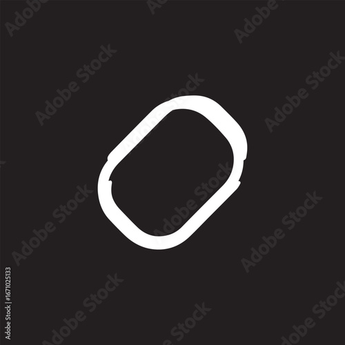 Minimalist White Rounded Rectangle Abstract Shape on a Solid Black Background Design Element