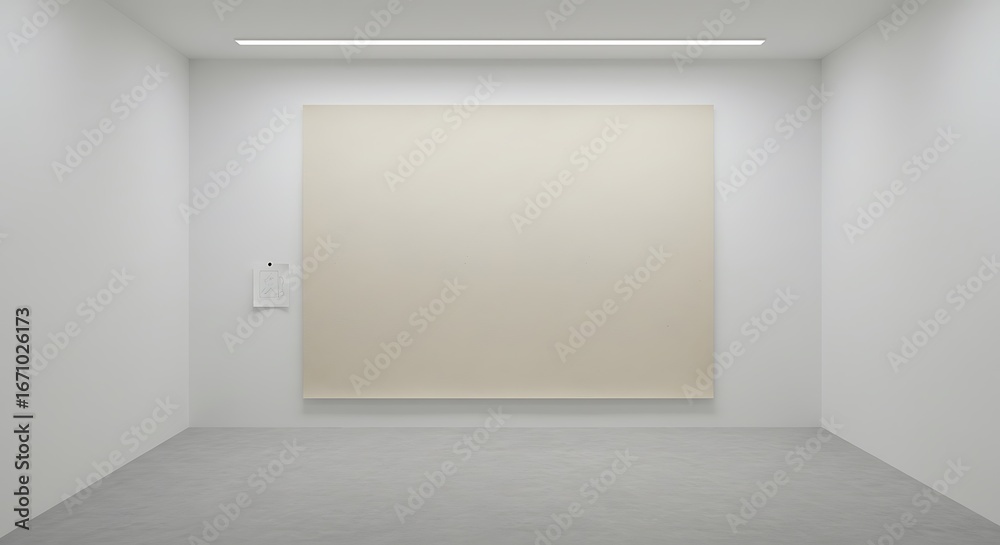 Obraz premium Empty square room with Large textured paper for projects, a scrap of paper on the wall