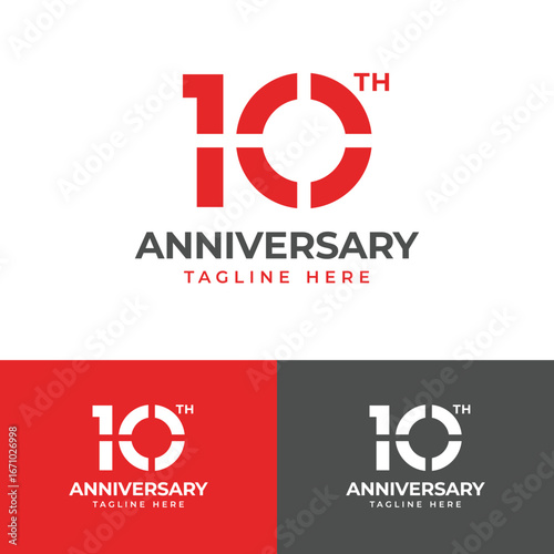 Number 10 year anniversary logo symbol icon flat stock vector design
