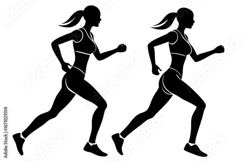 Woman jogging silhouette vector