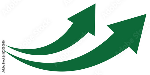 Green curve arrows icon. Green arrow curve direction vector. Curved arrow sign. Set of long green curve arrow icon vector. Arrow icon for your web site design, logo, app, UI. Green up. Eps 10. 