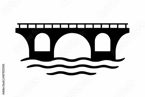 Historic stone aqueduct with ancient arches over a river