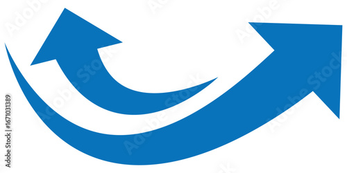 Blue curve arrow icon. curved arrow sign flat style. arrow icon for your web site design, logo, app, UI. arrow indicated the direction symbol. Blue arrow curve direction vector. Curved arrow sign.