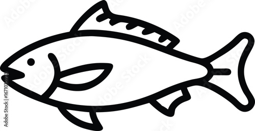 Simple line art drawing of a fish swimming nautical marine life symbol