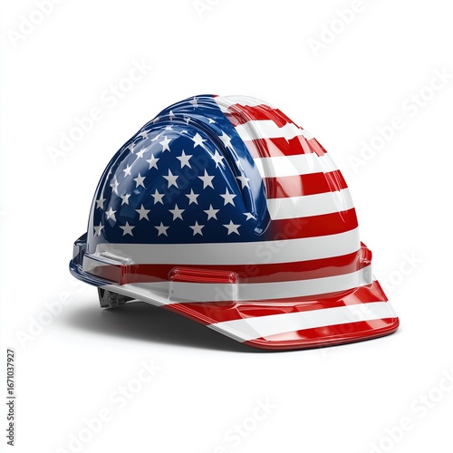 American flag hard hat symbolizing patriotic workforce identity and safety