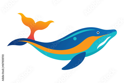 Whale breaching ocean logo silhouette illustration