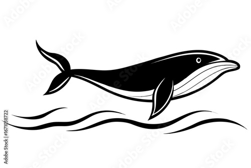 Whale breaching ocean silhouette illustration