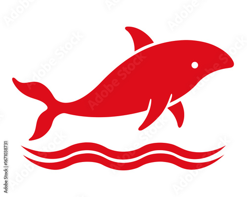 colorful Whale breaching ocean silhouette illustration