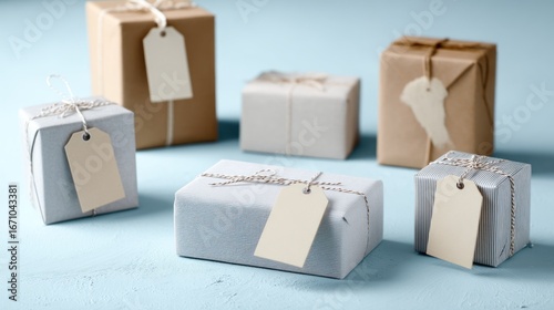 Wallpaper Mural Several wrapped gifts with blank tags Torontodigital.ca