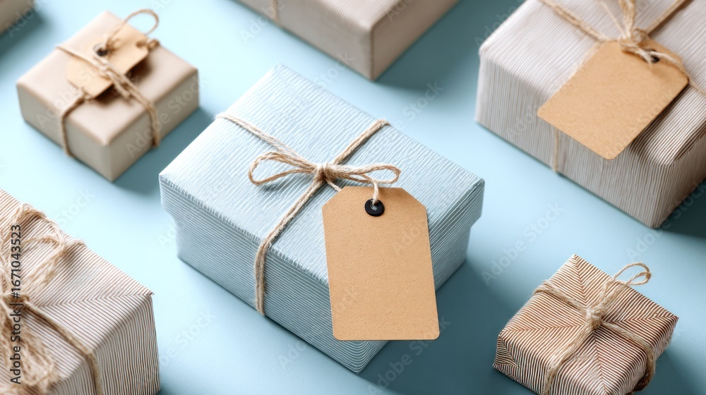 custom made wallpaper toronto digitalAssorted wrapped gifts on a light blue surface