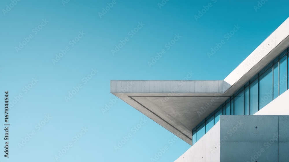 Fototapeta premium Modern architecture building section against a clear sky