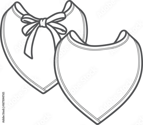 Outline Drawing of Two Baby Bibs One Tied with a Bow and the Other Empty infant feeding