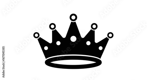 Simple black silhouette of a regal crown, outlined and filled.