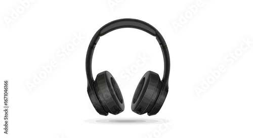 A pair of sleek black over-ear headphones with a comfortable headband, presented against a clean white background.