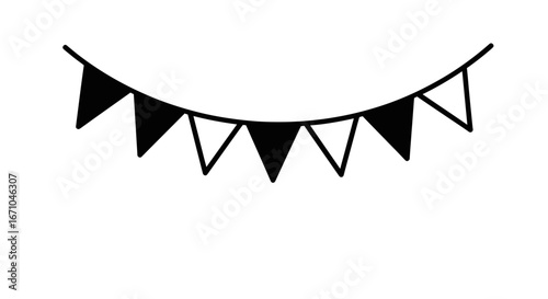 Black and white triangular bunting design.