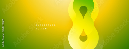 Abstract yellow, green gradient. Overlapping shapes create infinity symbol. Modern design for backgrounds, presentations.