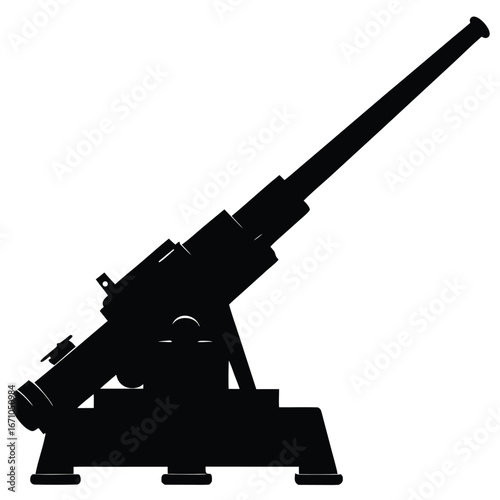 Black silhouette of a historical cannon artillery weapon