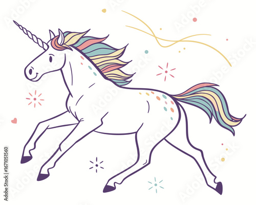 unicorn galloping vector illustration