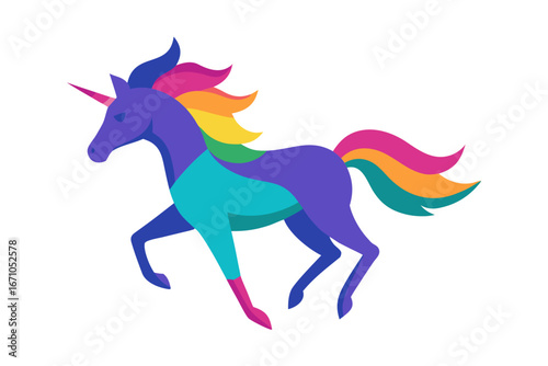 unicorn galloping logo concept silhouette illustration