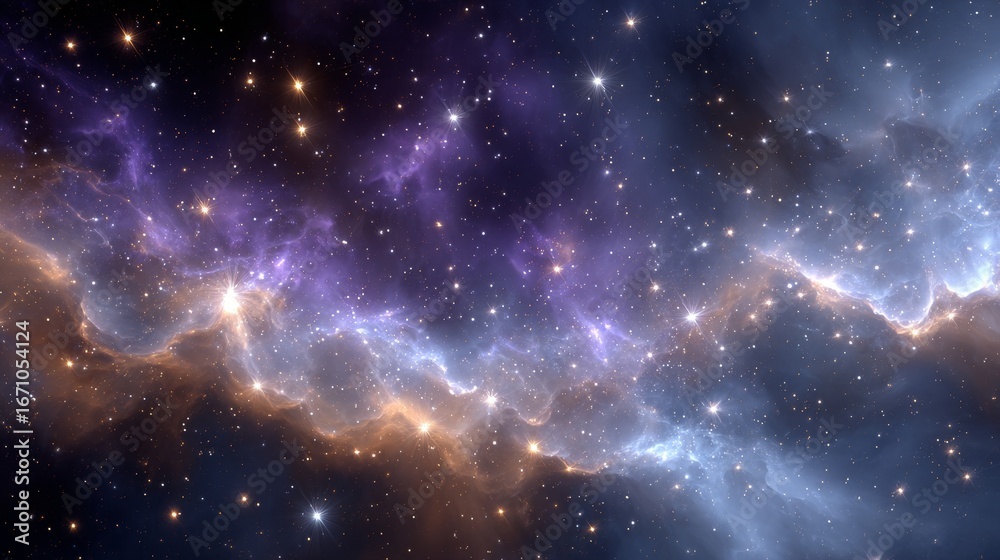 Fototapeta premium Vibrant Cosmic Nebula with Stars and Interstellar Clouds