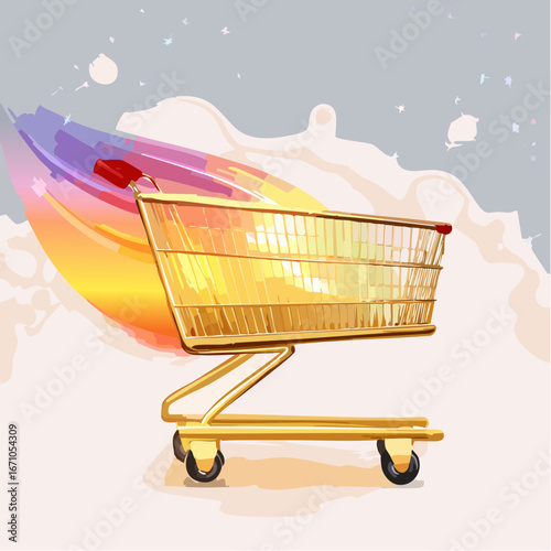 Shopping trolley with white background
3