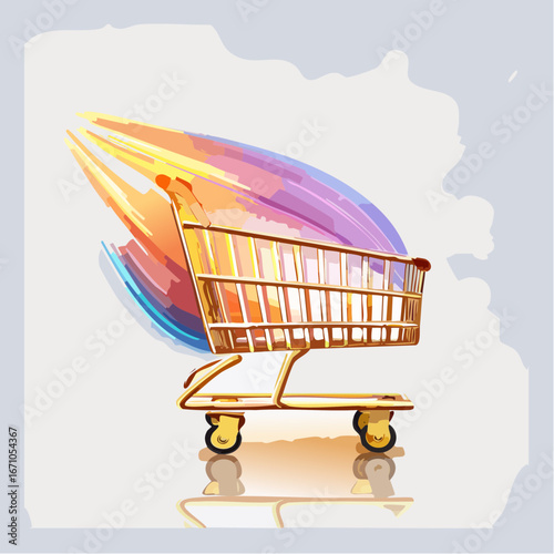Shopping trolley with white background
4