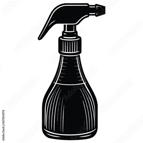 Vintage black spray bottle illustration black and white