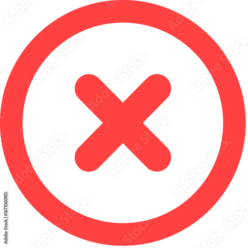 Red x mark inside a circle vector icon for close and error symbols
