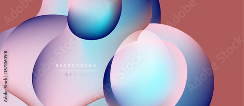 Abstract fluid shapes overlap, creating soft gradients. Pink, blue, purple hues dominate design. Modern background texture.