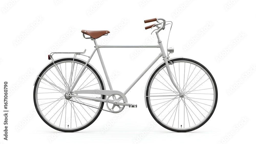 Fototapeta premium Elegant Gray City Bicycle Urban Commute Classic Style Isolated